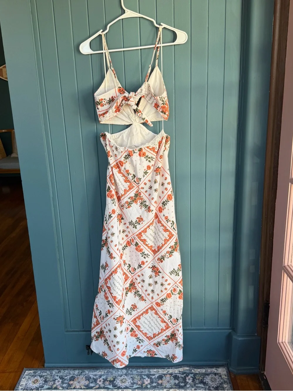 Abercrombie & Fitch cutout Maxi Dress with Orange Floral Trim